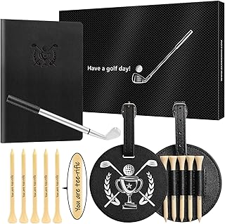 Golf gift set for dad with scorecard, bag tag, tees, and pen