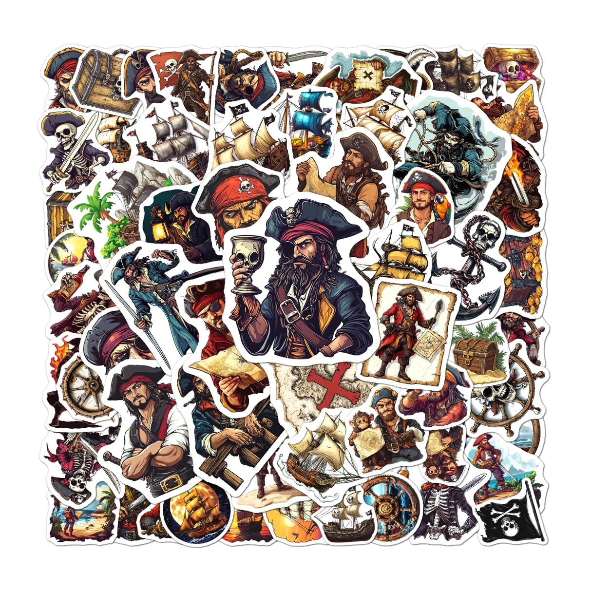 108 Waterproof Pirate Stickers for Kids and Teens