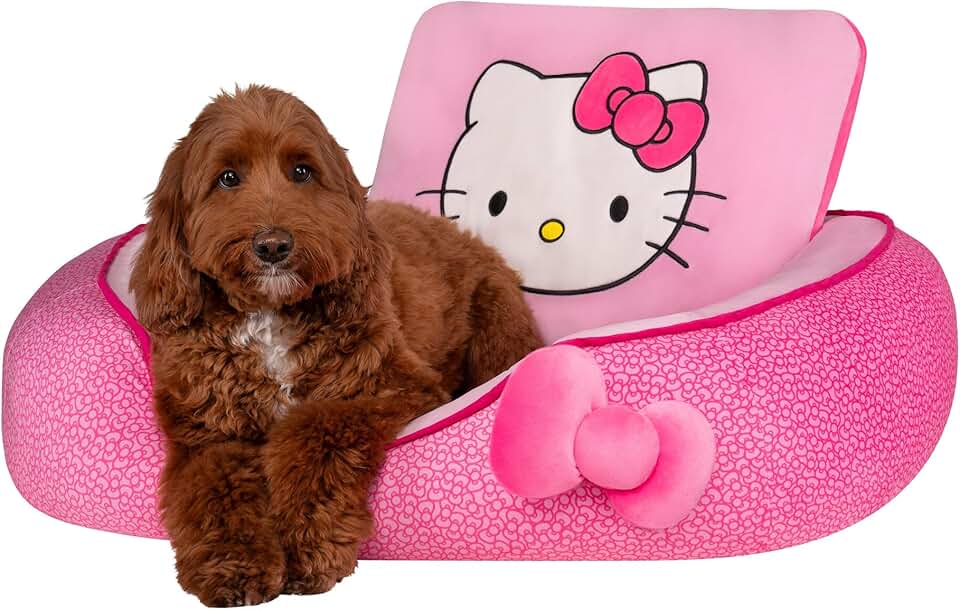 Hello Kitty Pink Bolster Pet Bed for Dogs and Cats