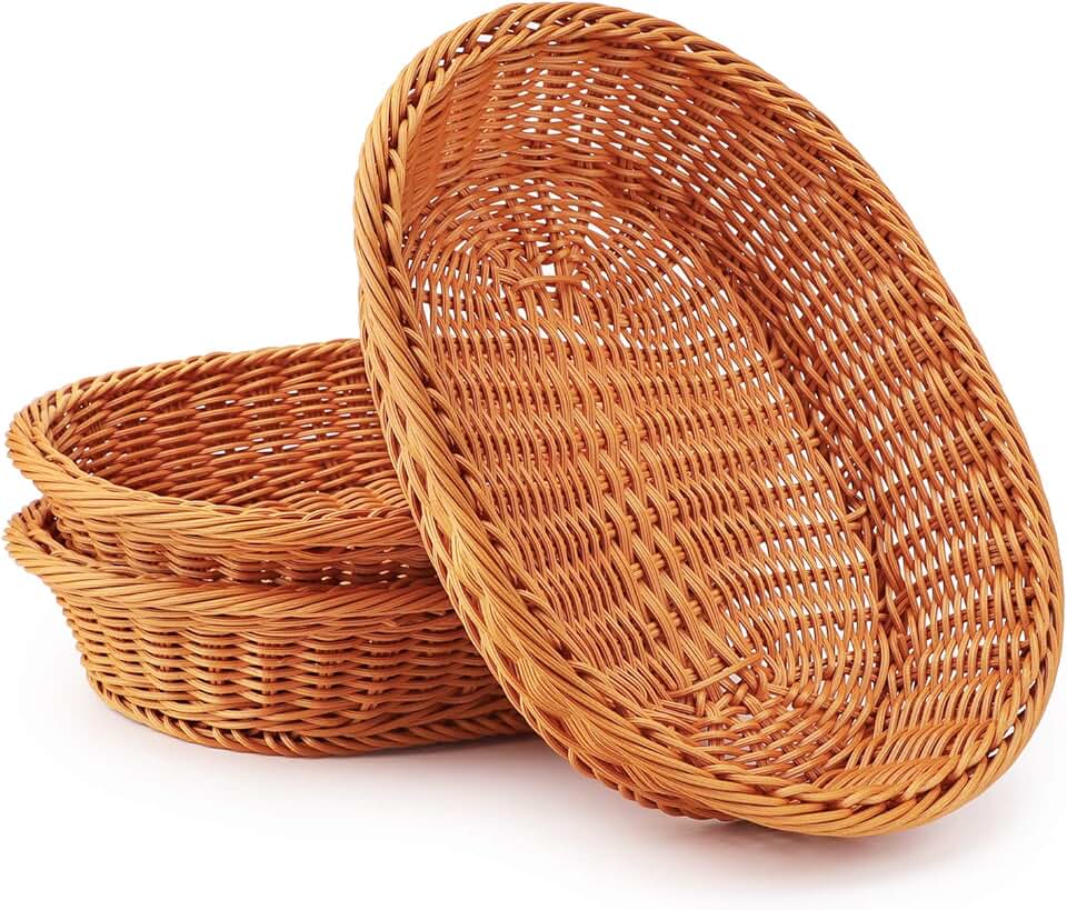 Set of 3 Wicker Baskets for Food and Storage