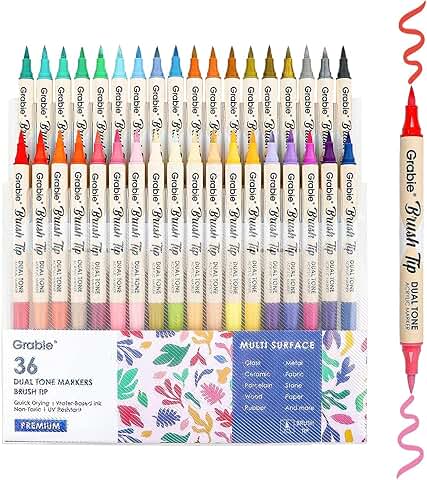 Set of 36 Soft Tip Acrylic Paint Markers in 72 Colors