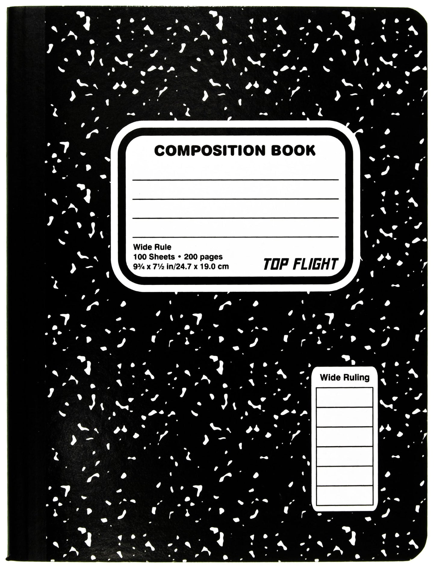 Sewn Marble Composition Book, Black/White, Wide Rule, 9.75 x 7.5 Inches, 100 Sheets, Pack of 6