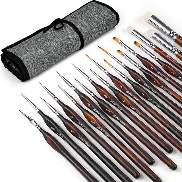 Miniature Paint Brush Set for Fine Details, Cocoa Brown