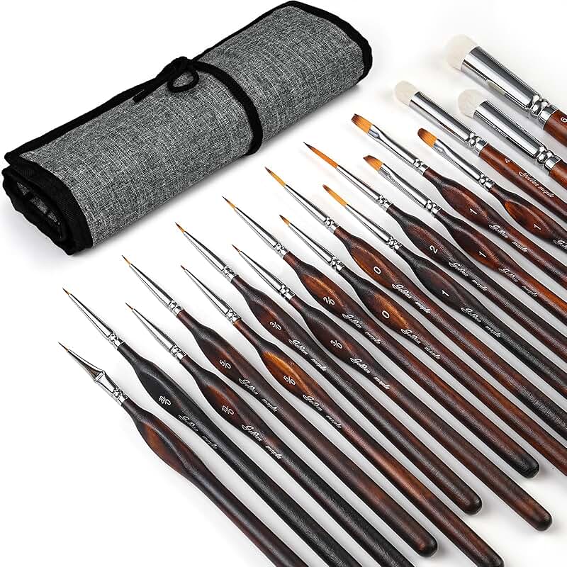 Miniature Paint Brush Set for Fine Details, Cocoa Brown