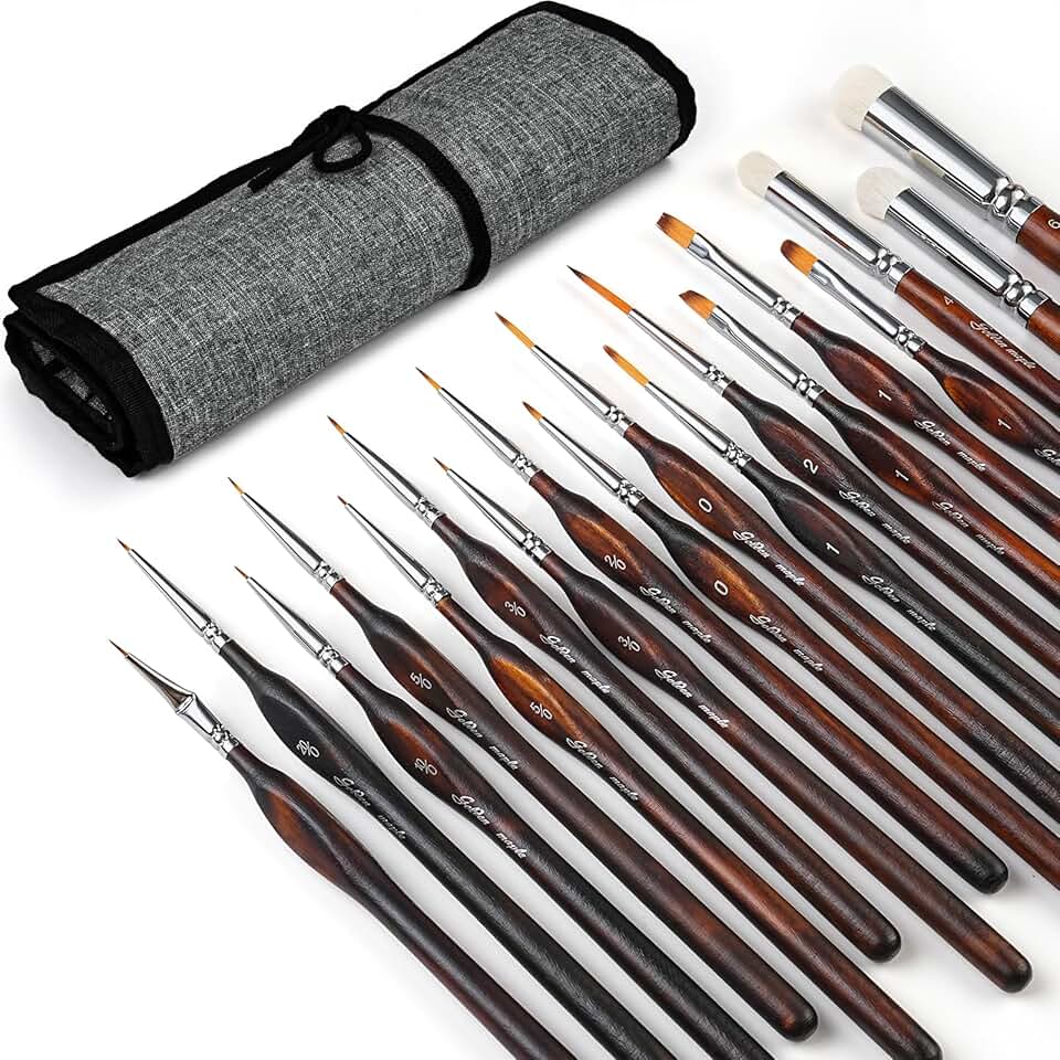 Miniature Paint Brush Set for Fine Details, Cocoa Brown