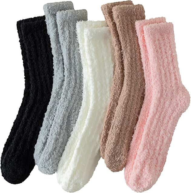 Soft and Cozy Fuzzy Socks for Women, 5 Pairs