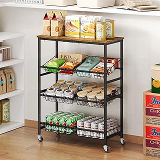 4-Tier Rolling Kitchen Storage Cart with Shelves and Wheels
