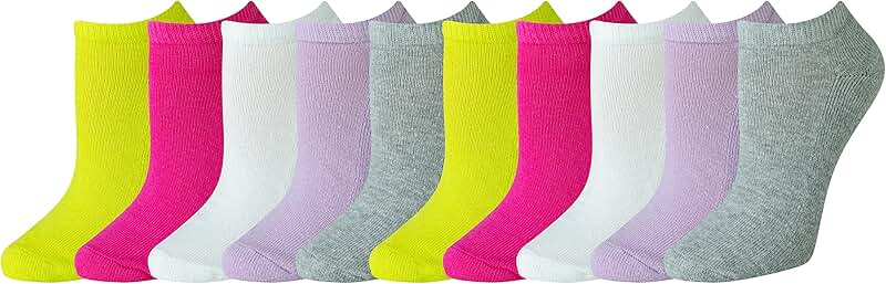 Women's Cotton No-Show Athletic Socks, 10 Pairs