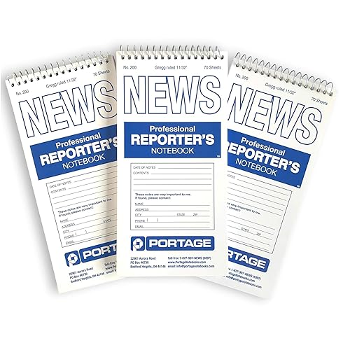 Spiral Pocket Notepad for Reporters, 4x8 inches, 70 sheets (3 pack)