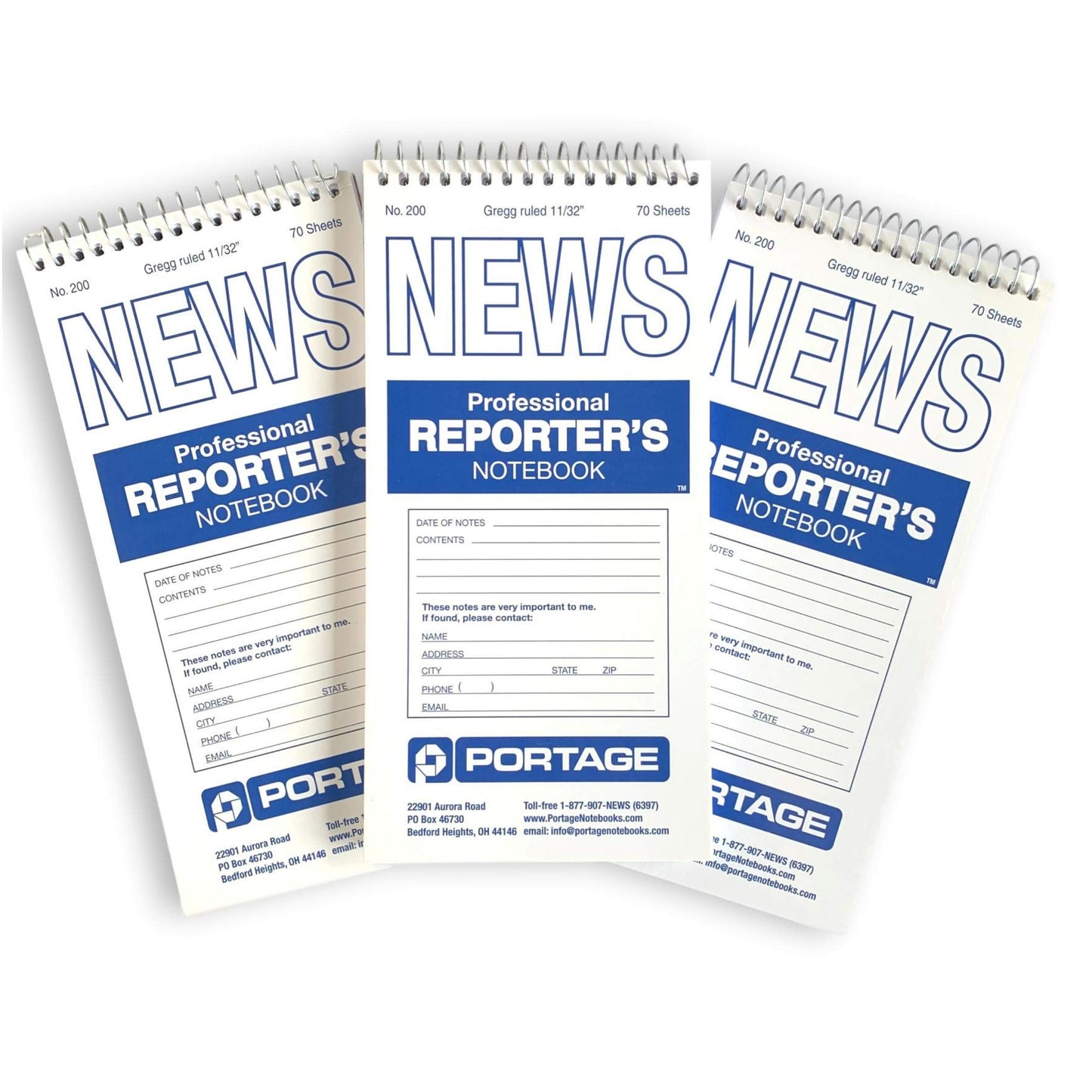 Spiral Pocket Notepad for Reporters, 4x8 inches, 70 sheets (3 pack)