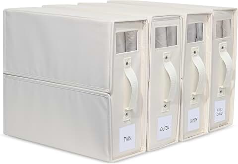 Set of 4 Foldable Bed Sheet Organizers for Closet or Under Bed Storage