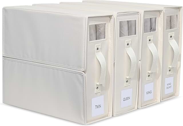 Set of 4 Foldable Bed Sheet Organizers for Closet or Under Bed Storage