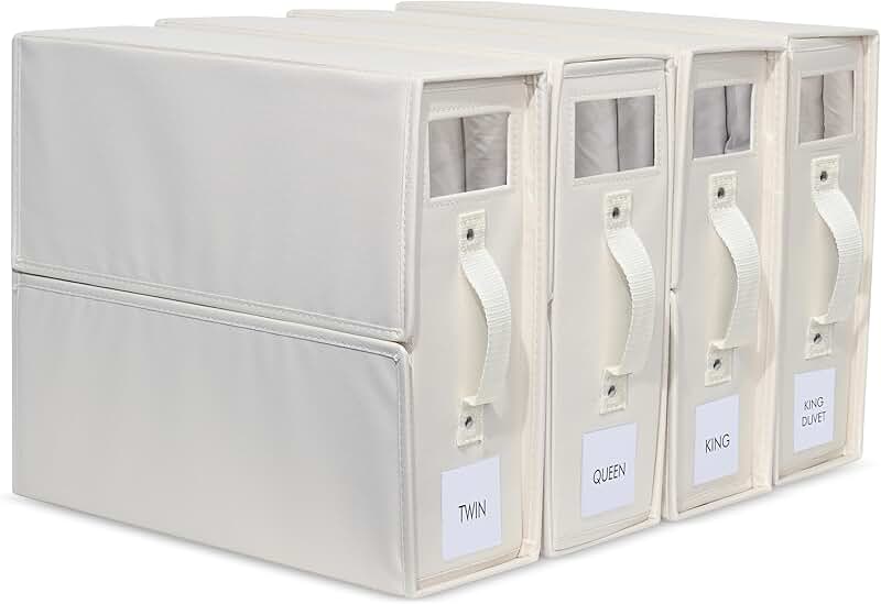 Set of 4 Foldable Bed Sheet Organizers for Closet or Under Bed Storage