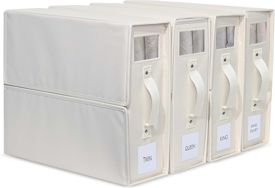 Set of 4 Foldable Bed Sheet Organizers for Closet or Under Bed Storage