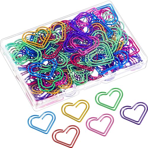 105 Colorful Heart-Shaped Metal Paper Clips for Office and School