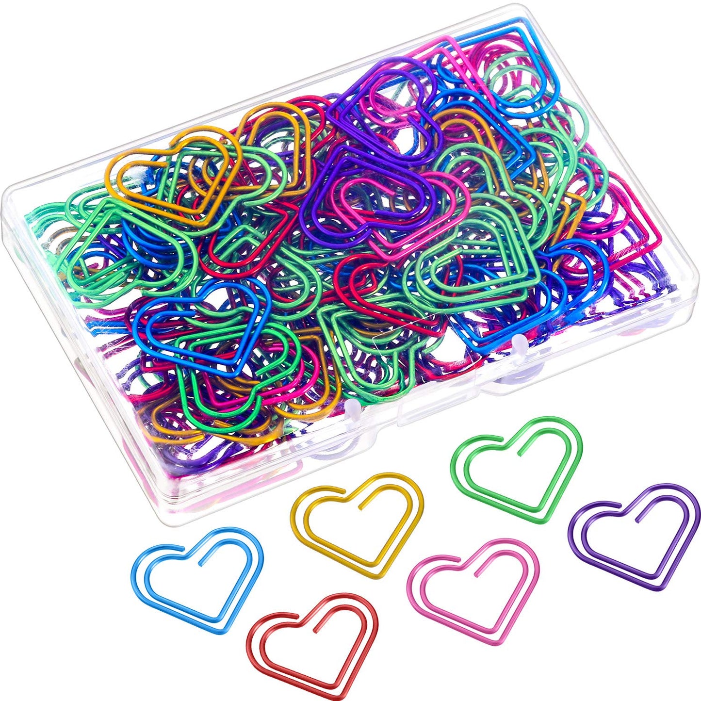 105 Colorful Heart-Shaped Metal Paper Clips for Office and School