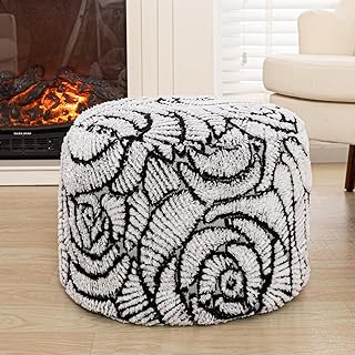 Cream Fluffy Flower Pouf Cover, 20x14 inches