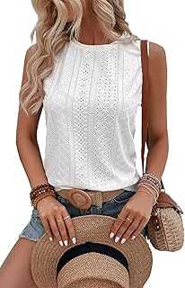 Embroidered Eyelet Sleeveless Summer Tank Top