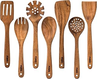 Set of 7 Wooden Cooking Spoons and Spatula