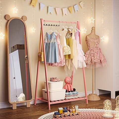 Kids Clothing Rack with Storage Shelf
