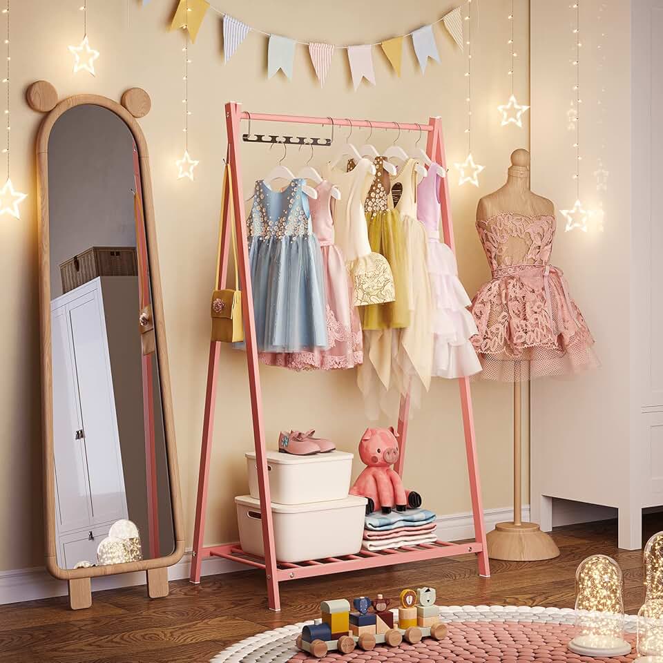 Kids Clothing Rack with Storage Shelf
