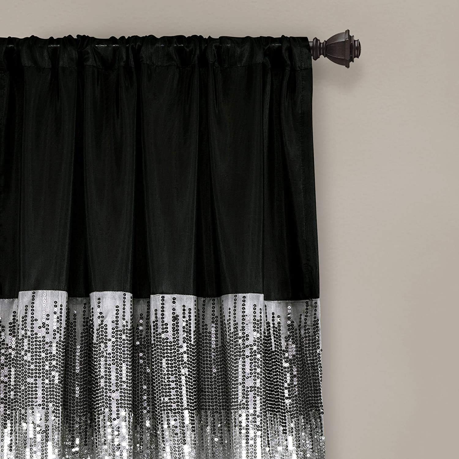 Dcor Night Sky Panel for Living, Bedroom, Dining Room Single Curtain), 84" x 42", Grey and Black