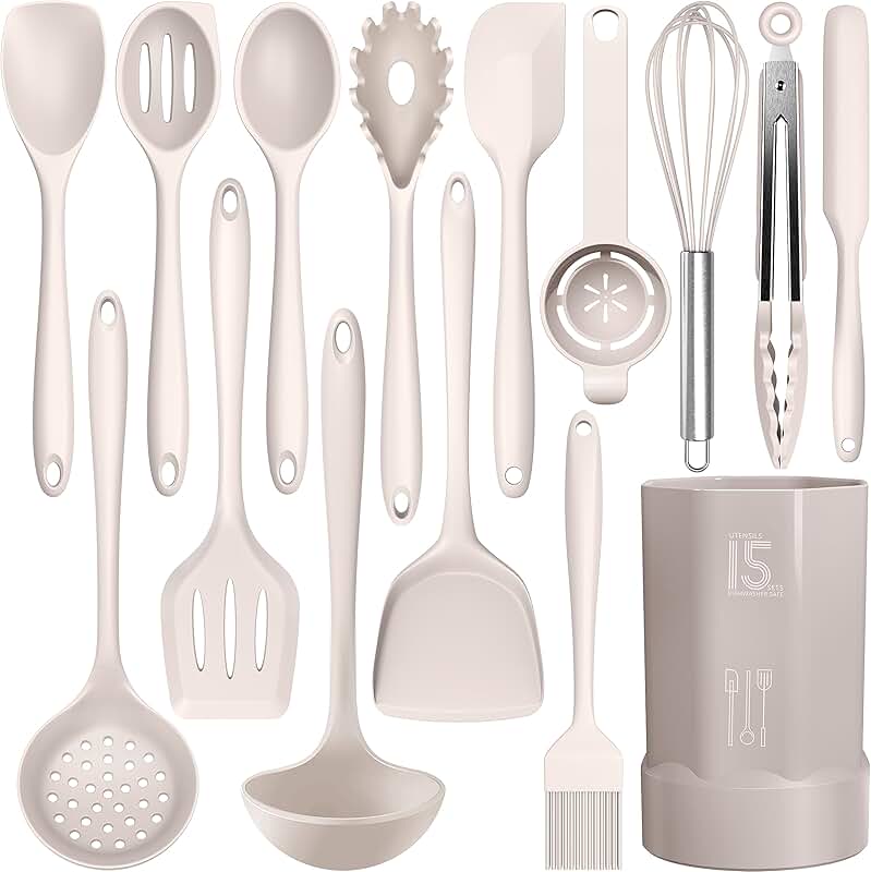 Silicone and Wood Handle 5-Piece Cooking Utensil Set
