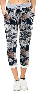 Women's Multi Print Ribbed Waist Summer Trousers