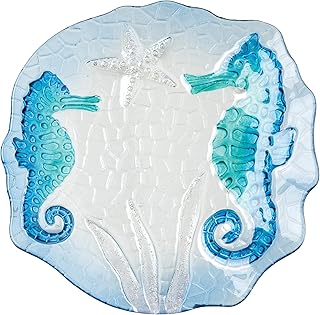 10-inch Sea Horse and Starfish Glass Serving Plate