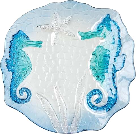 10-inch Sea Horse and Starfish Glass Serving Plate