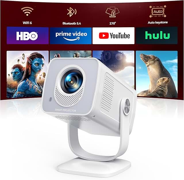 Portable 4K WiFi6 and Bluetooth Projector with Android 13