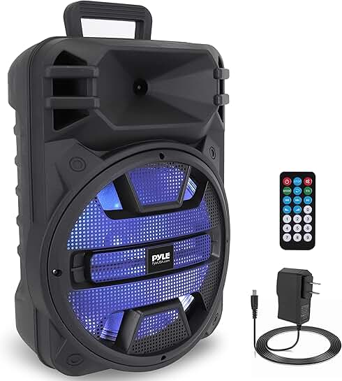 Portable Bluetooth PA Speaker System with Microphone and Lights