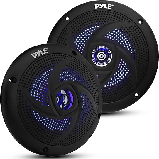 Waterproof 5.25-Inch Marine Speakers, 2-Way Stereo, 180W, Black