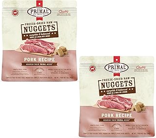 Primal Freeze Dried Raw Dog Food Nuggets, Pork, 14 oz (2 Pack)