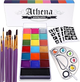 Face and body paint set with 20 colors and tools