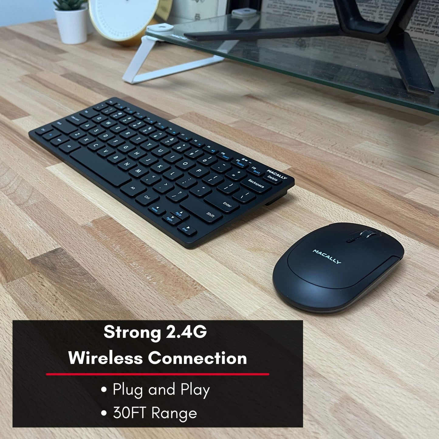 Small Wireless Keyboard and Mouse Combo - an Essential Work Duo - 2.4G Compact Wireless Keyboard Mouse for PC - 78 Key Cordless Mouse and Keyboard Combo with Mini Body and Quiet Click