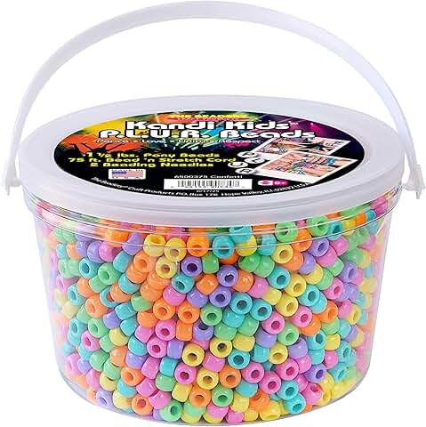 Confetti Multi Bead Bucket with Cord and Needles
