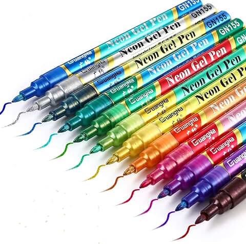 Metallic Glitter Art Markers Set, 12 Colors