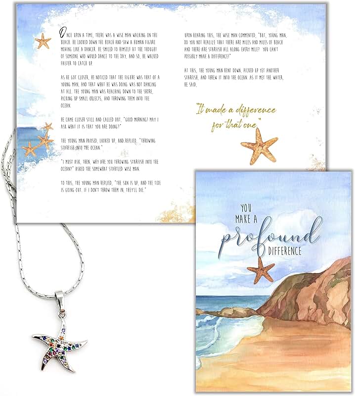 Smiling Wisdom Starfish Card and Necklace Gift Set