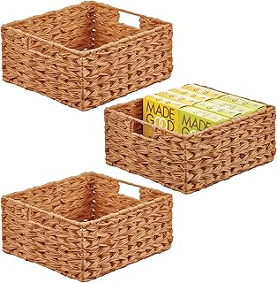 Woven Farmhouse Kitchen Storage Baskets, 3 Pack
