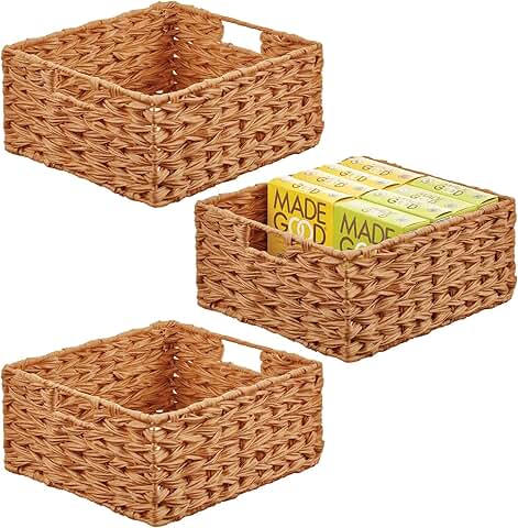 Woven Farmhouse Kitchen Storage Baskets, 3 Pack