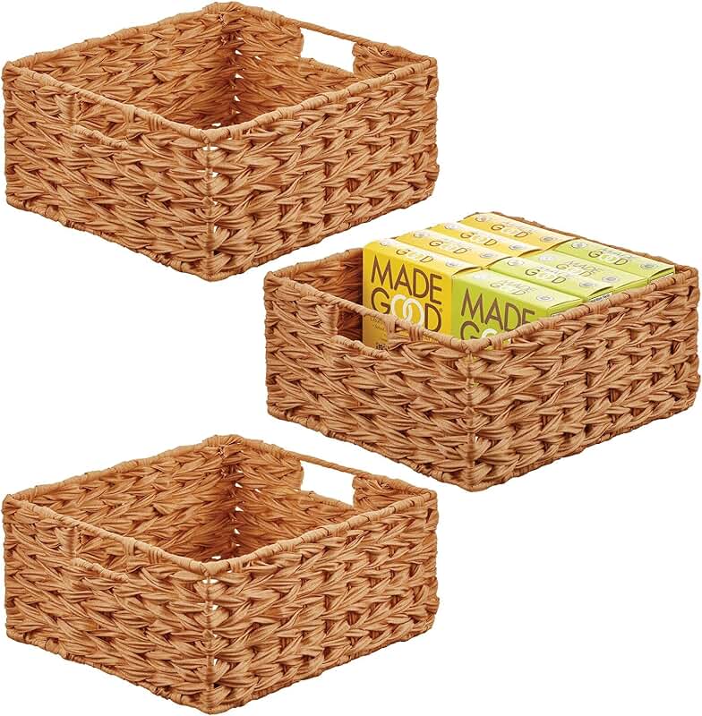 Woven Farmhouse Kitchen Storage Baskets, 3 Pack
