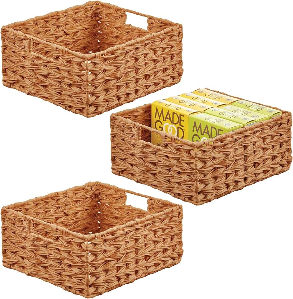 Woven Farmhouse Kitchen Storage Baskets, 3 Pack