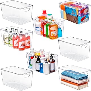 Stackable Clear Storage Bins with Lids, 8 Pack