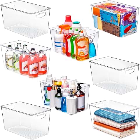 Stackable Clear Storage Bins with Lids, 8 Pack