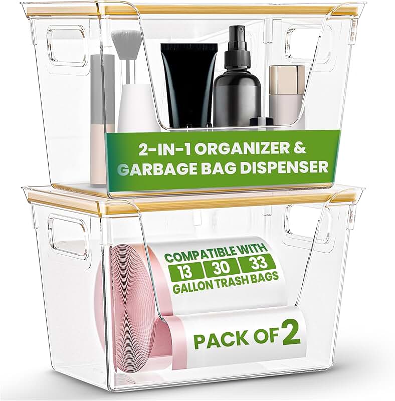 Two Clear Stackable Storage Drawers with Handles