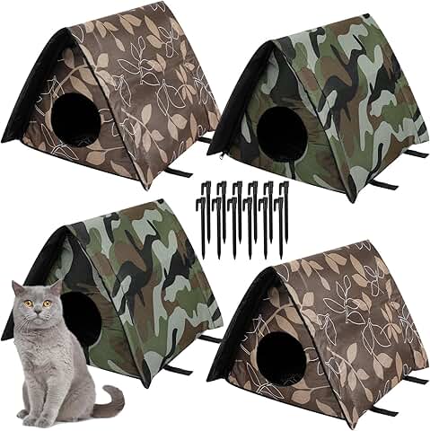 Small Waterproof Outdoor Cat Shelter, Foldable and Warm