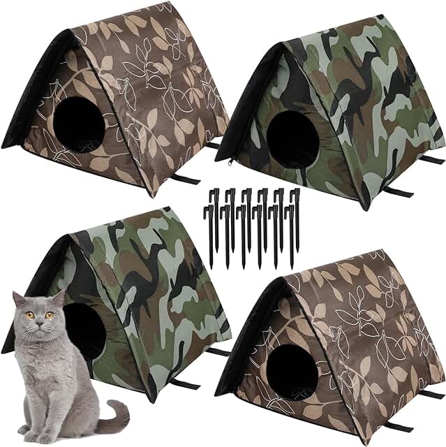 Small Waterproof Outdoor Cat Shelter, Foldable and Warm