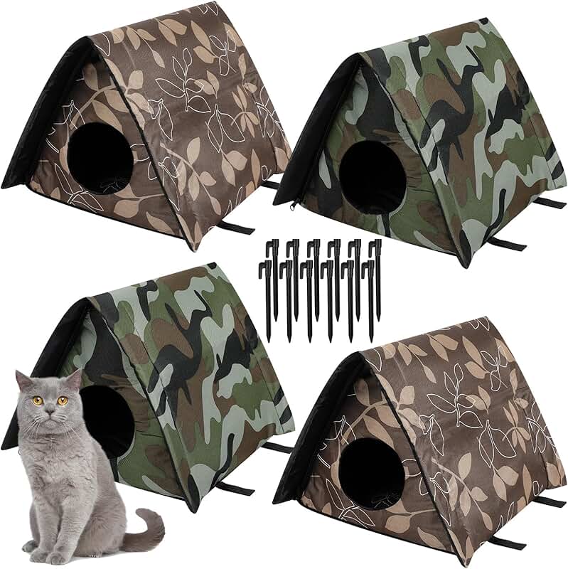 Small Waterproof Outdoor Cat Shelter, Foldable and Warm