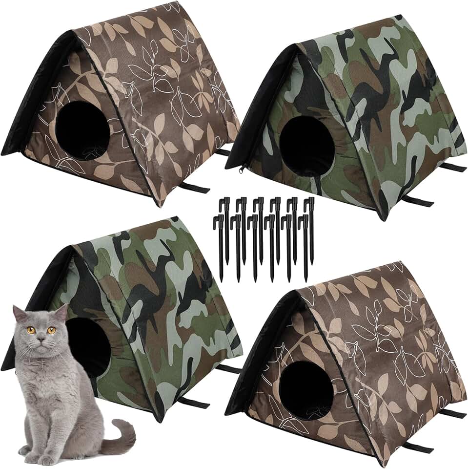 Small Waterproof Outdoor Cat Shelter, Foldable and Warm